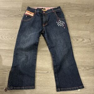 Rocawear Colorful Blue Denim Jeans Girls Sz 12 | Embroidered Rhinestone & Zipper